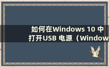 如何在Windows 10 中打开USB 电源（Windows 10 USB）